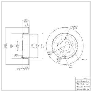 Mitsubishi Outlander Brake Rotor (1) - Rear - R1 Concepts - Plain - `07-`15